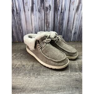 Hey Dude Britt Nut Women’s Size 8 Faux Fur Lined Booties Herringbone Brown Shoes